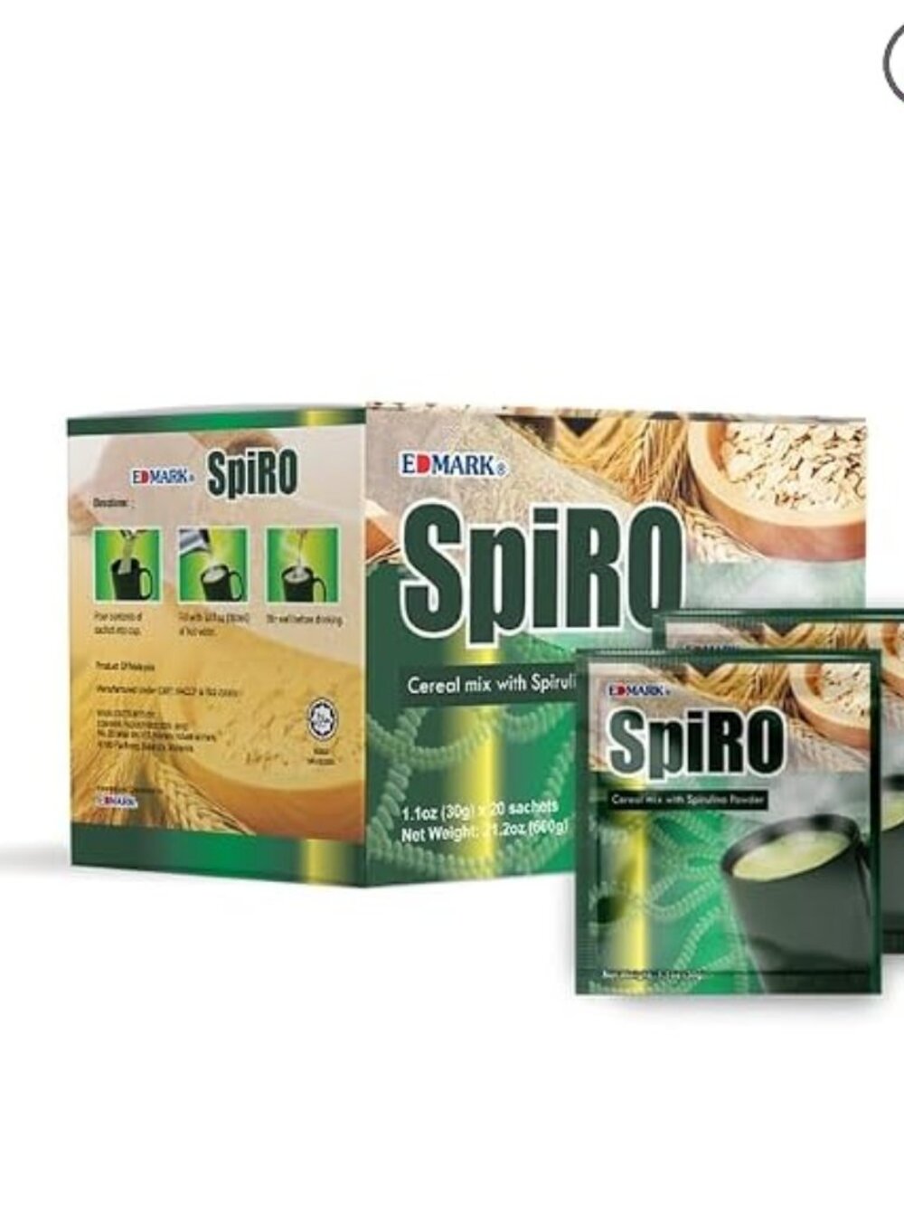 EDMARK Spiro | Nutritional Cereal Mix | 20 Sachets | Instant Meal Powder | Nutri